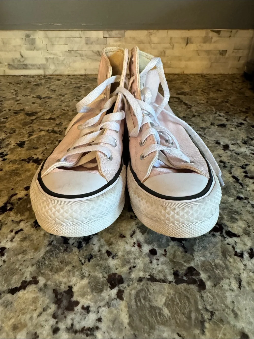 Converse Kids Light Pink High-Top Canvas Sneakers with White Soles